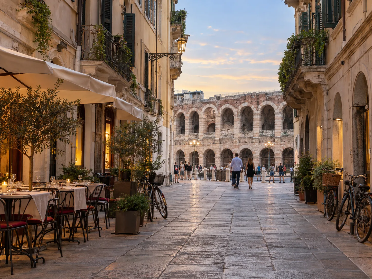 The historic centre of Verona near the Roman Arena
